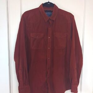 American Rag Men's Deep Rust Casual Shirt Light Curduroy Size M